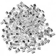 Metall Quetschperlen Tube 2.0mm Silber